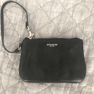 Coach black leather wristlet